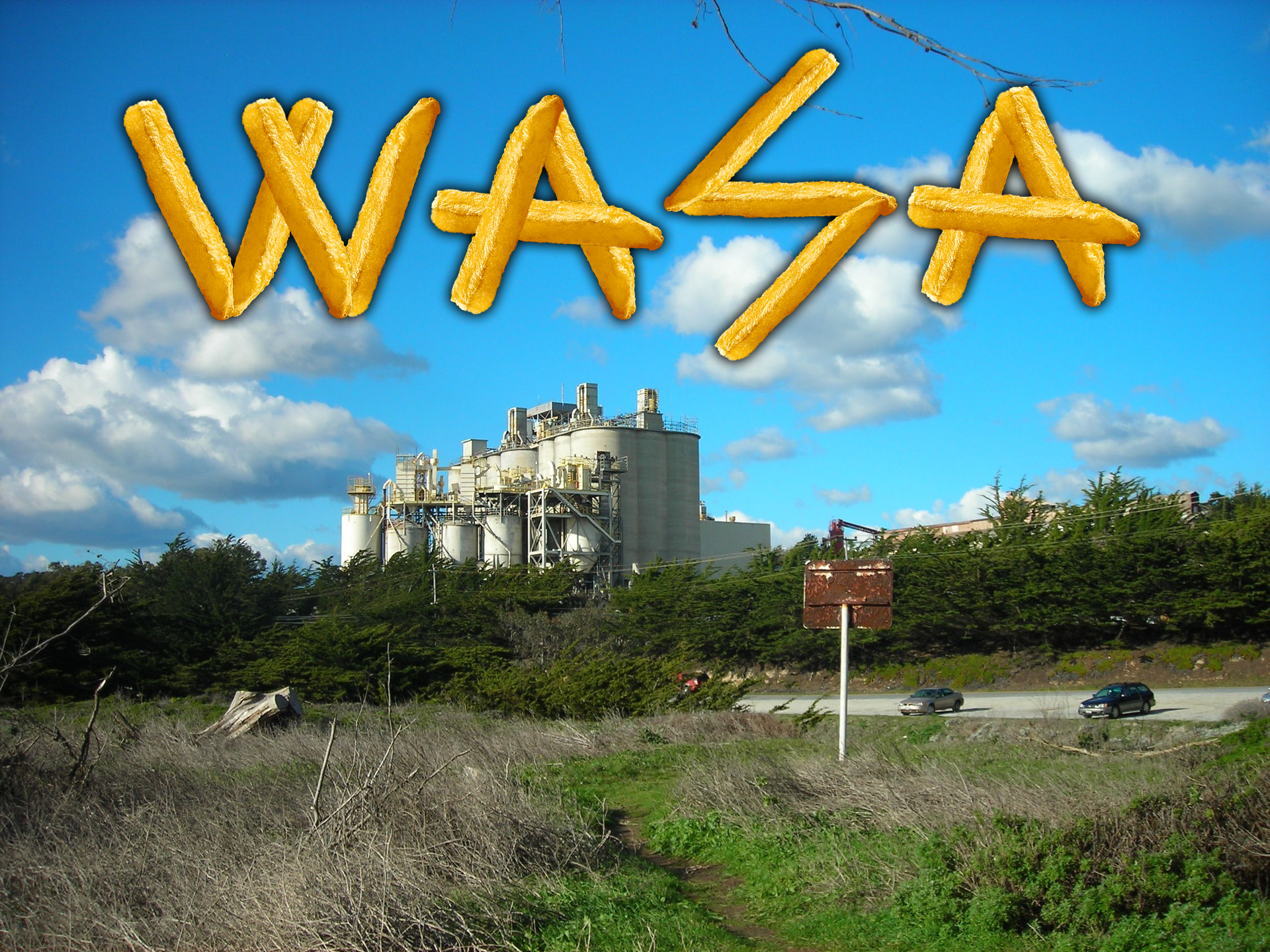 Logo WASA devant une usine industrielle.